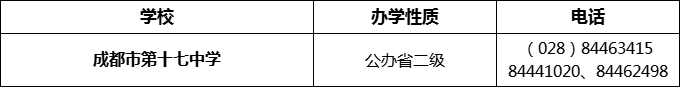 2024年成都市第十七中學(xué)招辦電話是多少？