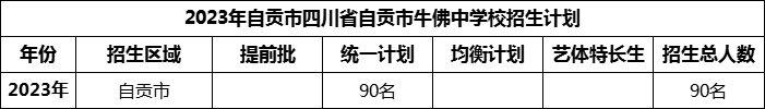 2024年自貢市四川省自貢市牛佛中學(xué)校招生計(jì)劃是多少？