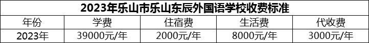 2024年樂山市樂山東辰外國語學(xué)校學(xué)費(fèi)多少錢？
