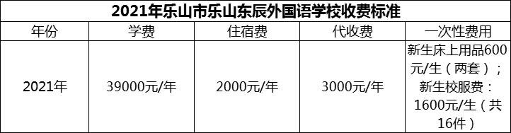 2024年樂山市樂山東辰外國語學(xué)校學(xué)費(fèi)多少錢？