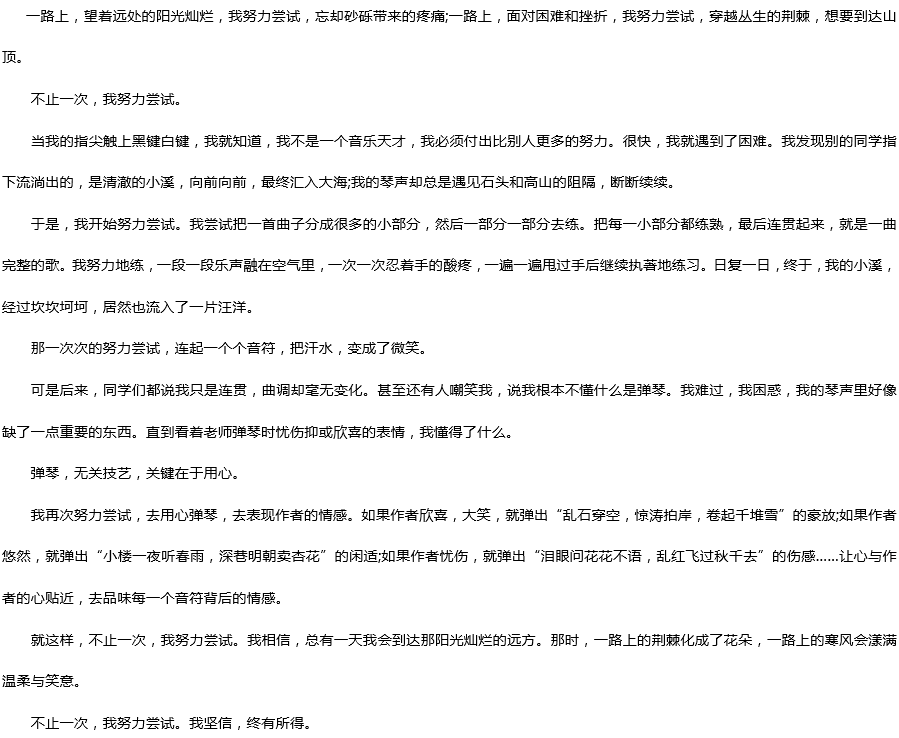 2019中考滿分作文：不止一次，我努力嘗試過(guò)